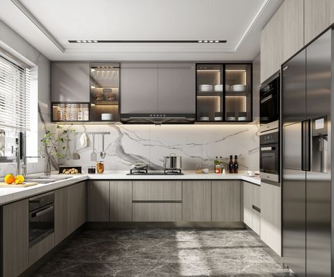 Factory Modular Modern Kitchen Cabinet Design Custom Walnut Kitchen Cabinets