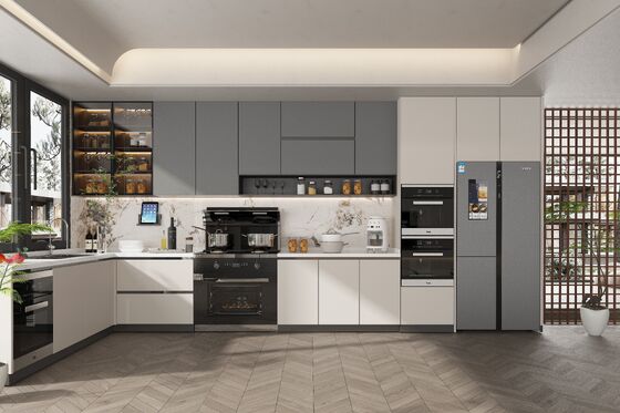 Luxury Modern Kitchen Cabinet Marble Countertop MDF Waterproof  Villa Hinge