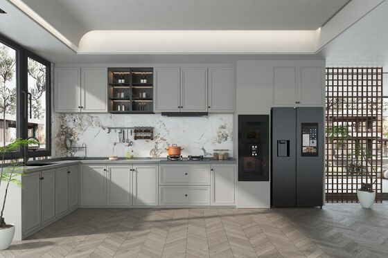 Luxury Modern Kitchen Cabinet Marble Countertop MDF Waterproof  Villa Hinge