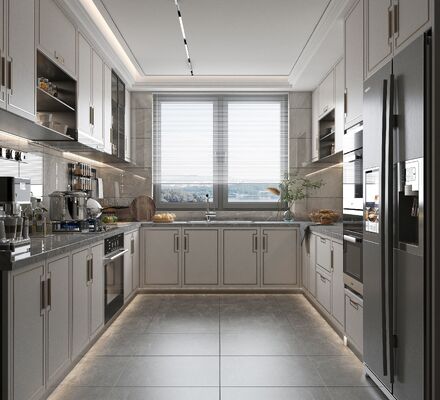 Customizable Kitchen Cabinets Factory Including Sink Backsplash Faucet For Villas