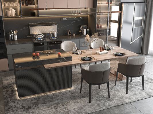 Customizable Kitchen Cabinets Factory Including Sink Backsplash Faucet For Villas