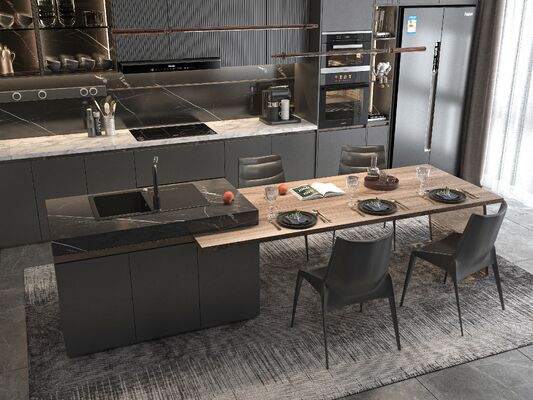 Customizable Kitchen Cabinets Factory Including Sink Backsplash Faucet For Villas