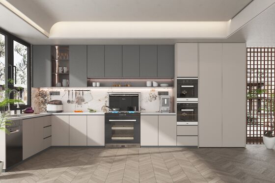 Set Indoor Kitchen Cabinets Gloss L Shaped Modern Modular Price Gray  Furniture