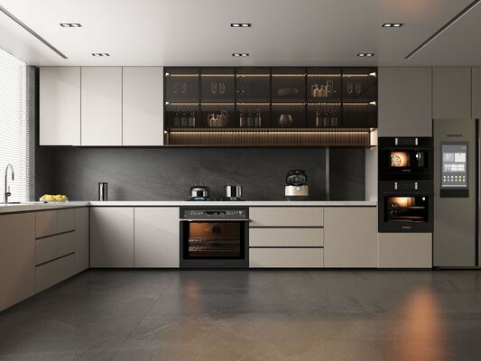 Modern Modular Kitchen Cabinet Set  Melamine Board Eco-Friendly Multifunctional