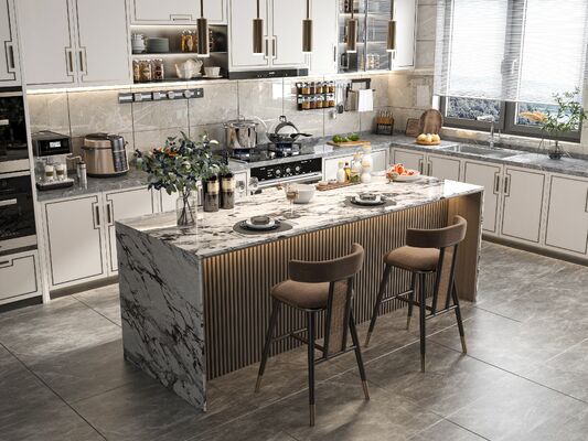 Modern Modular Kitchen Cabinet Set  Melamine Board Eco-Friendly Multifunctional