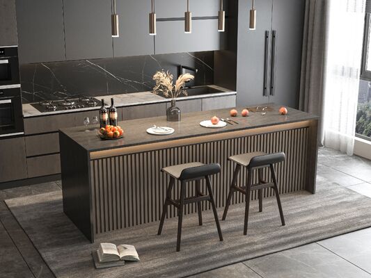 Residence Modern Kitchen Cabinet Designed with Oven and Wardrobe Providing Spacious Kitchen Storage Solutions