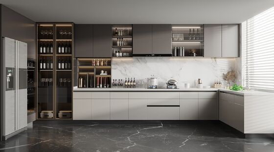 Hotel Modern Kitchen Cabinet Featuring Durable Plywood Door Material For Villa