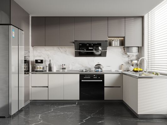 Hotel Modern Kitchen Cabinet Featuring Durable Plywood Door Material For Villa