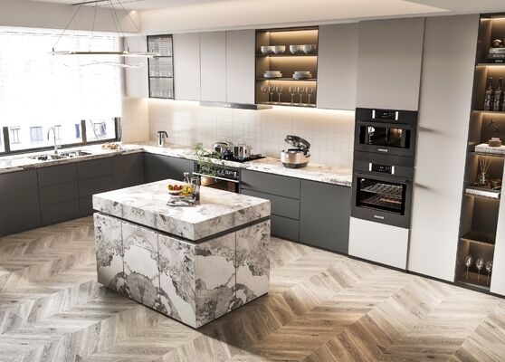 Hotel Modern Kitchen Cabinet Featuring Durable Plywood Door Material For Villa