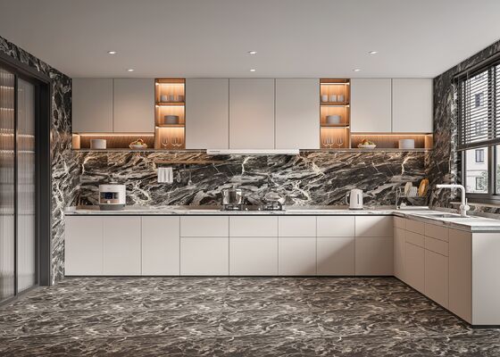 Modular Wooden Kitchen Cabinets with Ample Storage for Apartment and Villa Homes