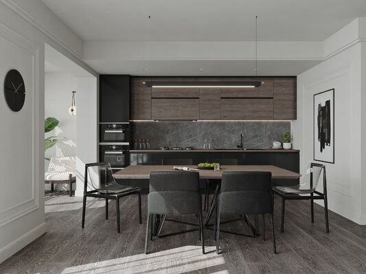 Modular Wooden Kitchen Cabinets with Ample Storage for Apartment and Villa Homes