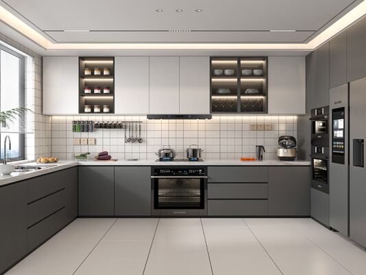 Modular Wooden Kitchen Cabinets with Ample Storage for Apartment and Villa Homes