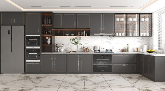 Particle Board Door Material Modern Kitchen Cabinet Customized Countertop Kitchen Cabinets Quartz Marble Sinter Options