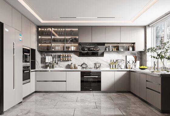 Particle Board Door Material Modern Kitchen Cabinet Customized Countertop Kitchen Cabinets Quartz Marble Sinter Options