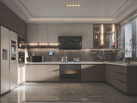 Particle Board Door Material Modern Kitchen Cabinet Customized Countertop Kitchen Cabinets Quartz Marble Sinter Options