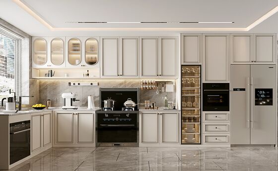 Cupboard Set Wooden Storage Cabinet White Oak Kitchen Cabinets with Handles