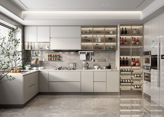 Kitchen Cabinet Customize Quartz Stone Counter Tops With Western Cuisine Island