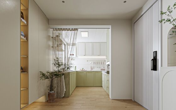 Minimalist Oak Wood Panel Kitchen Cabinet Set Water Resistant Eco-Friendly