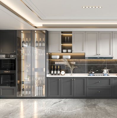 Wood MDF Plywood Cabinets Set Apartment Kitchen Island Storage Cupboard