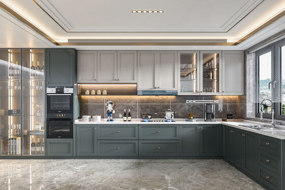 Wood MDF Plywood Cabinets Set Apartment Kitchen Island Storage Cupboard