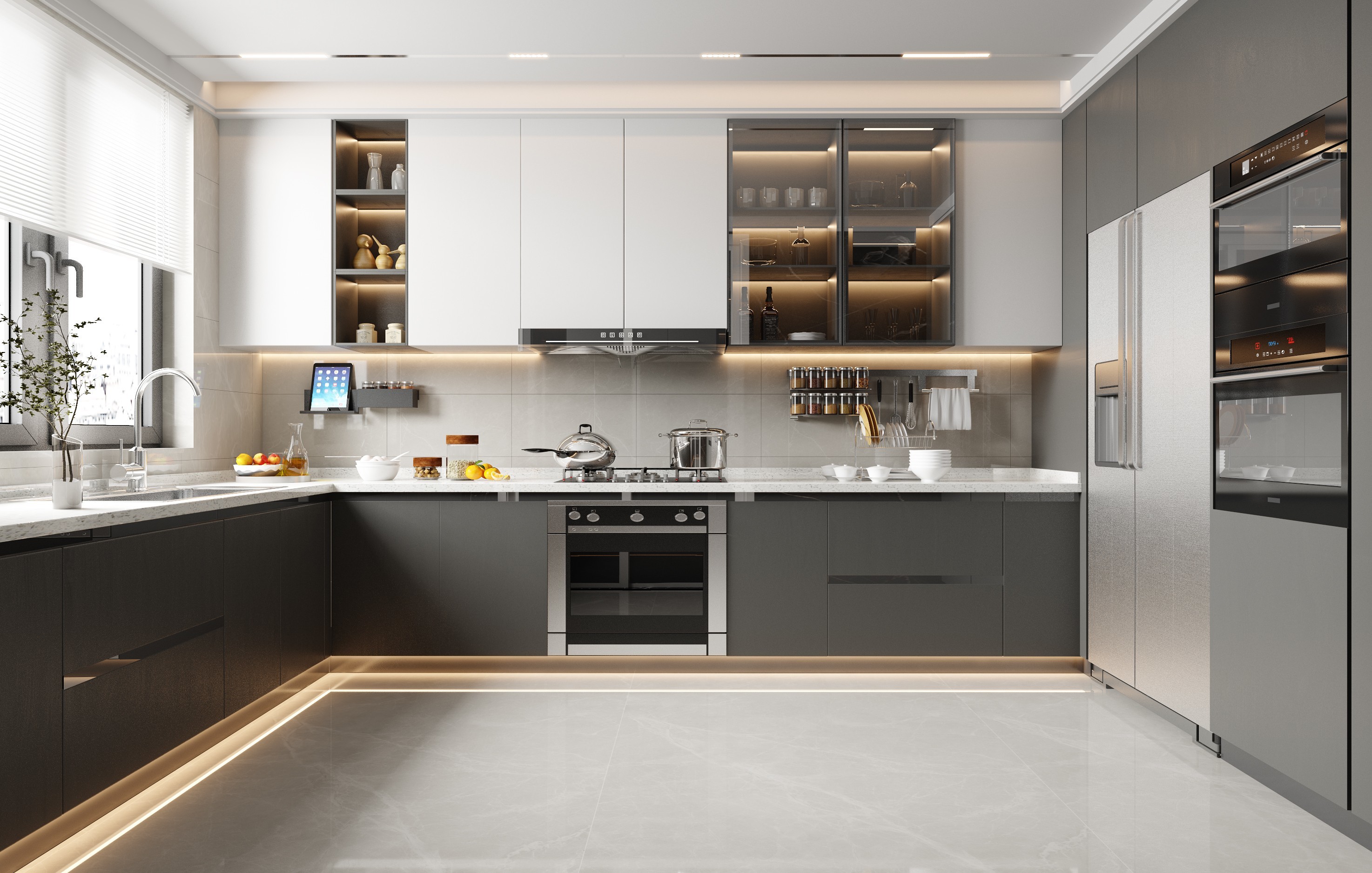 Modern Solid Wood Kitchen Cabinets - Modular & Durable