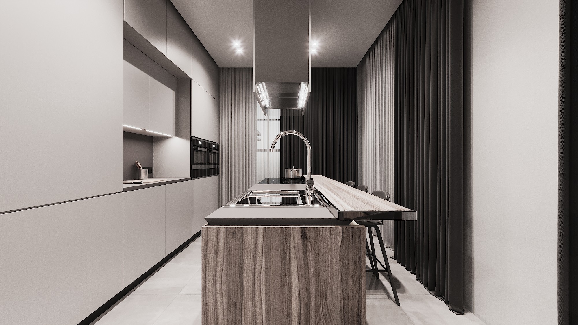 Modern High Gloss Lacquer Wood Kitchen Cabinet