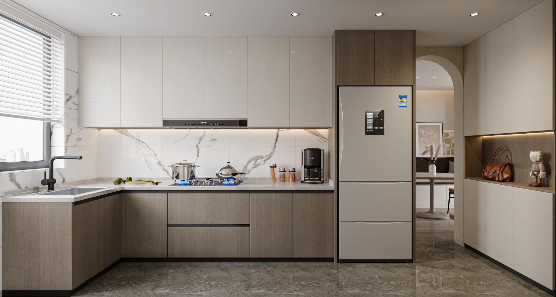 Custom Plywood Melamine Kitchen Cabinet - Modern & Fireproof
