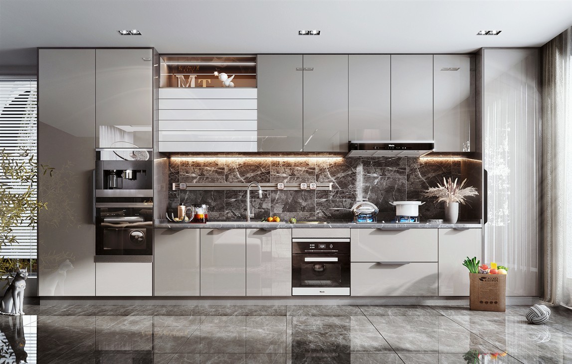 Modern Design High Gloss Kitchen Cabinet RTA Complete Set MDF Carcase